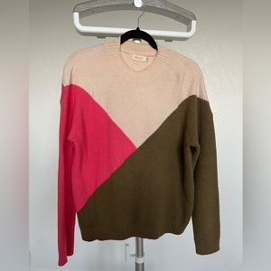 Roolee M Cream Pink Olive Green High Neck
Knit Sweater